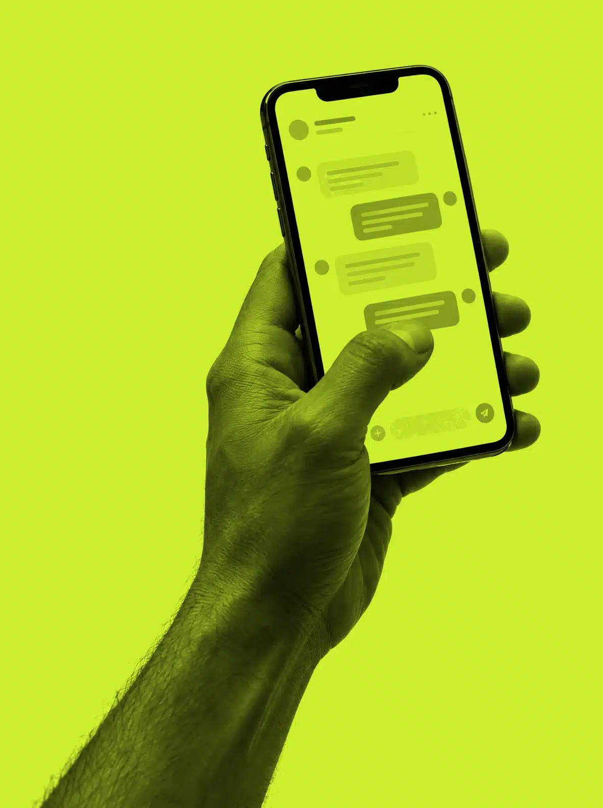 Eine Hand hält ein Smartphone mit dem Ja!-Prozess
